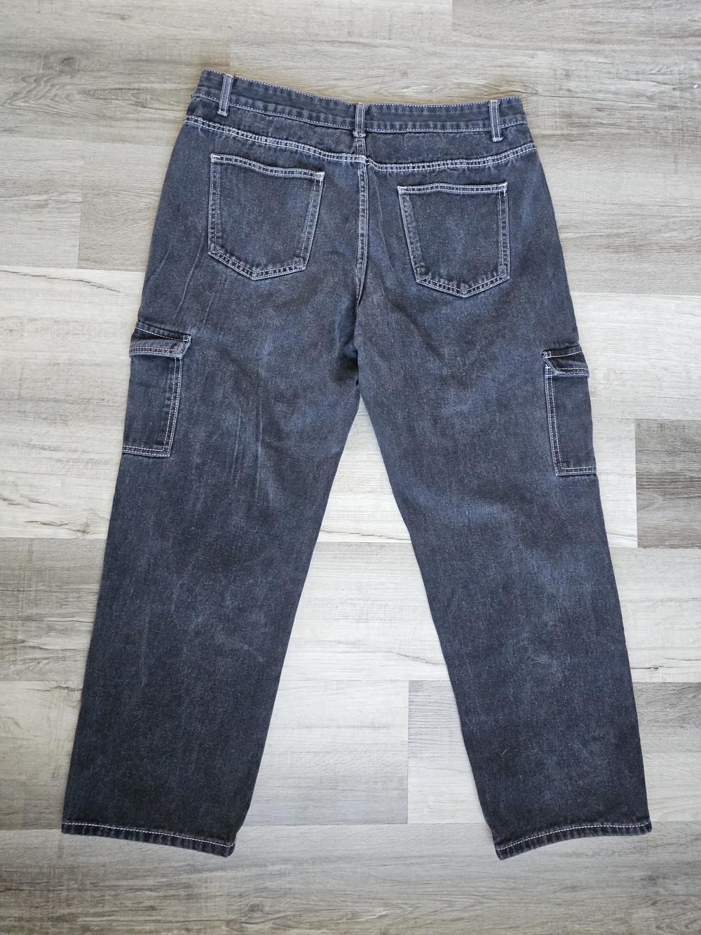 Manfinity Black Contrast Stitch Cargo Jeans XXL - Picture 13 of 15